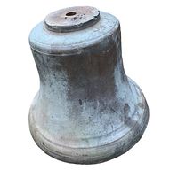 Top side view showing the overall shape and patina of the bell.
