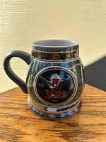 Front side of Budweiser 1890 Edition Historical & Eagle Series beer stein featuring eagle logo and 1890 date.