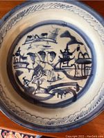 Close-up of hand-painted round plate surface
