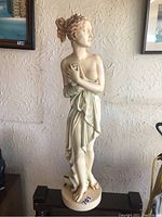 Front full view of the 24-inch tall Grecian style resin statue showing detailed draped clothing and form.