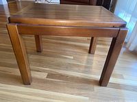 Side view showing table legs and rectangular shape