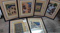 All six framed Persian prints displayed together, showing their size and coordinated mats and frames.
