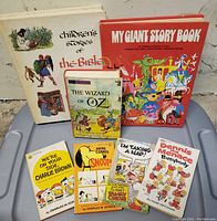 Front view of the seven vintage children's books, showing titles and cover illustrations.