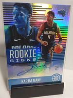 Front of the rookie signed card with Karim Mane holographic image and autograph.