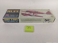 Top view of sealed Guillow's A6M2-N Rufe flying model kit box showing illustration of the floatplane.