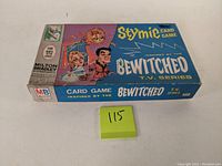 Photo of the vintage Stymie Bewitched TV series card game box showing graphics and condition