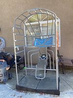Front view of TrueStretch machine showing entire frame, bench and foot platform