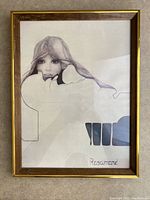 Front view showing the entire lithograph print framed and signed by Rosamond.