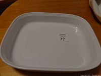 White rectangular casserole dish shown from above and one side.