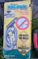 Photo of Richard Vac-Pole Dust Free Drywall Sanding Kit packaging showing the hose and sanding head to reduce dust during drywall sanding.