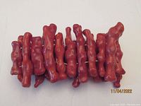Red coral branch-shaped beads bracelet on white background