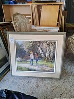 Full frontal view of the framed oil painting showing overall scene and frame.