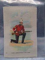 Full view of the antique tobacco silk showing soldier in uniform kneeling with rifle and clear text reading '101st Edmonton Fusiliers'