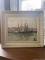 Full frontal view of painting and frame showing overall composition and condition