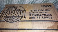 Exterior of cardboard case showing Donruss ’86 Baseball Puzzle & Cards label and case number #862