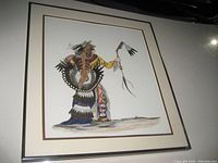 Framed painting of Native Dancer showing full artwork and frame edges.