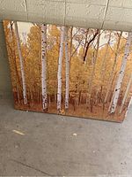 Photo showing the full canvas painting with aspen trees and fall-colored leaves.