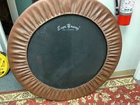 Top view of Ever Young trampoline showing black jumping surface with brown padded border