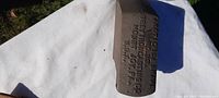 Photo showing embossed lettering on one side identifying the maker: Great Iron Casting Co., and location: Modot Joya, PA, USA.