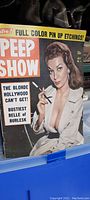 Magazine cover showing stylized illustration of a brunette woman with a cigarette, with magazine headlines.