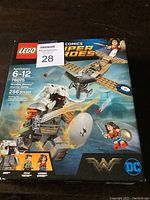 Sealed Lego DC Comics Superheroes Wonder Woman Warrior Battle box front showing key characters and set information.