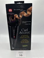 Front view of Conair Infiniti Pro Curl Secret hair curler box showing branding and product image.