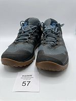 Front view of Merrell Nova 2 shoes showing mesh and overlays, laces, logo on tongue, and soles.