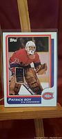 Front of card showing Patrick Roy in Canadiens uniform
