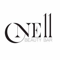Logo image of One 11 Beauty Bar, showing the brand name in stylish black font.