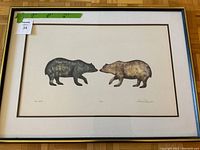 Framed “Bear Spirit” print showing both bear silhouettes, mat and frame.