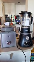 Cuisinart SBC-1000 blender on a kitchen counter next to the Williams Sonoma ice cream maker.