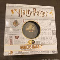 Front of the Harry Potter Rubeus Hagrid vinyl figure box showing branding and character illustration.
