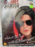 Packaged Michael Jackson Adult Wig with Glasses in original sealed packaging, showing front image of the product.