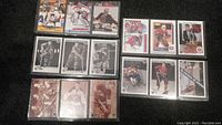 Overview shot of 15 Montreal Canadiens hockey cards arranged in grid, showing various players and card designs