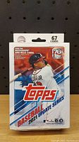 Front view of the sealed Topps Baseball 2021 Update Series hanger box with promotional player image and branding.