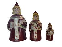 Set of 3 graduated figural friar steins by Domex Germany, showing front and side views