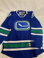 Front view showing Vancouver Canucks logo, striping, and Reebok branding.