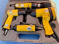 Top view of all three Alltrade Air Plus pneumatic air tools fitted in custom grey carry case