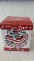 Original red, white, and green Fitz and Floyd box with product image and branding