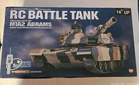 Box top shows image and description of the RC tank and model scale and age recommendation