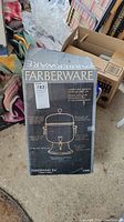 Photo of the original Farberware packaging box showing brand and coffee urn diagram.
