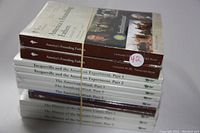 Eleven volumes of The Great Courses books on American history stacked horizontally, all sealed in original shrink wrap. Spines and partial covers visible with titles.
