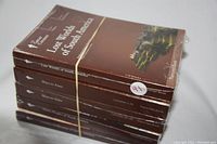 Stacked set of five sealed history books from the Great Courses series tied with a rubber band, titles visible on spines.