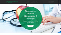 Homepage screenshot of Fairfield Chiropractic & Massage website showing clinic branding and contact information.