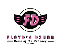 Photo of gift certificate featuring Floyd's Diner logo in pink and black with text 'Home of the Mahoney'