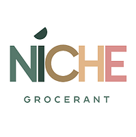 Image showing the logo of Niche Grocerant in colored letters with a leaf design on the letter 'I'