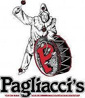 Image showing the logo of Pagliacci's featuring a clown holding a bass drum and the name Pagliacci's in bold font.