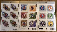 Full view of 3 blocks of NHL All Stars hockey stamps at 48, 49, and 50 cents denominations showing collectible stamps with players on them.