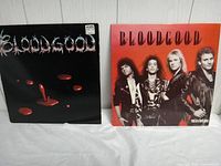 Front view of two Bloodgood albums side by side: Detonation on left, Bloodgood self-titled on right