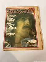 Front cover of 1974 Rolling Stone magazine featuring George Harrison with various article titles including Ken Kesey and The Rolling Stones.
